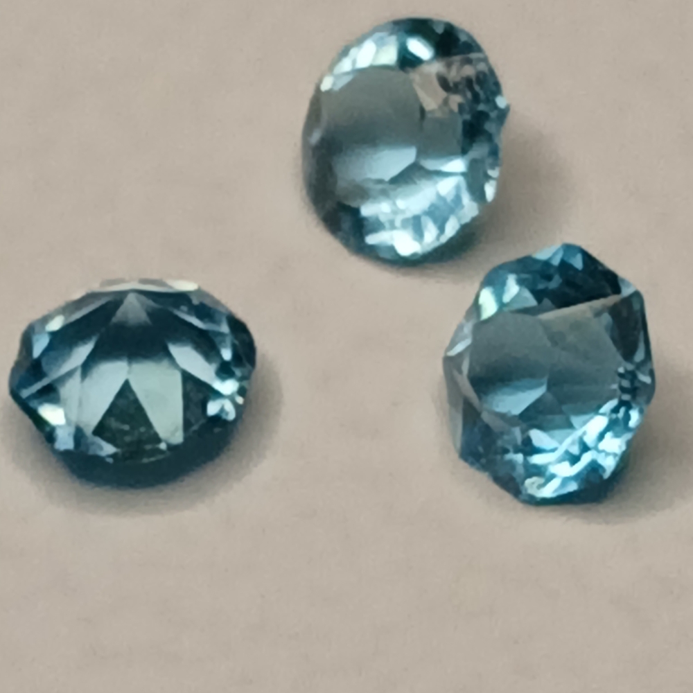 30$ Gemstones Aquamarine Blue Loose Trio Round Brilliant Cut Flawless AAA - Picture 7 of 7